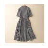 Summer women's cotton and linen plaid dress