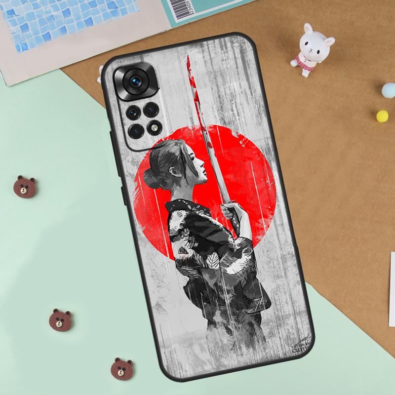 Anime Girl Samurai Case For Xiaomi Redmi 14C 10C 12C 13C Cover For Redmi Note 13 Pro 14 9 10 11 12 10S 11S 12S