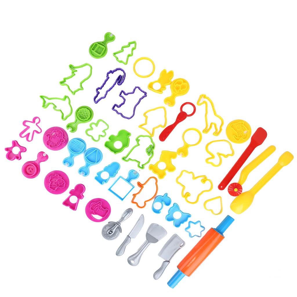 41PCS Dough Tools Set Rich Colors Various Shapes Plastic Dough Tools Kit for Kids Children