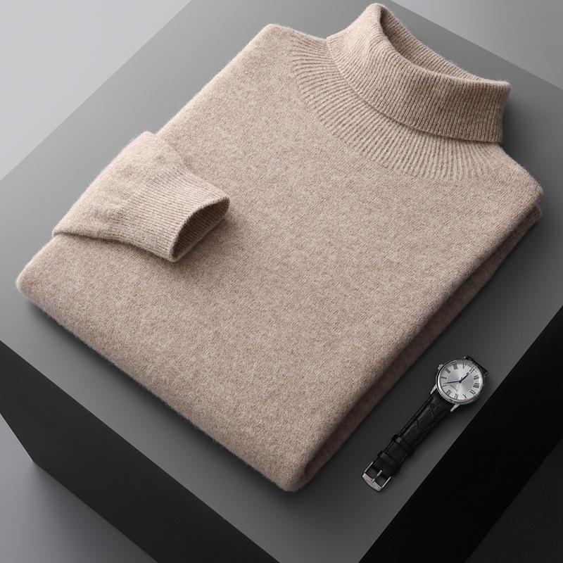 Spring & Autumn Men's Pure Wool Plus Size Knit Sweater - Versatile, Trendy, Lightweight.