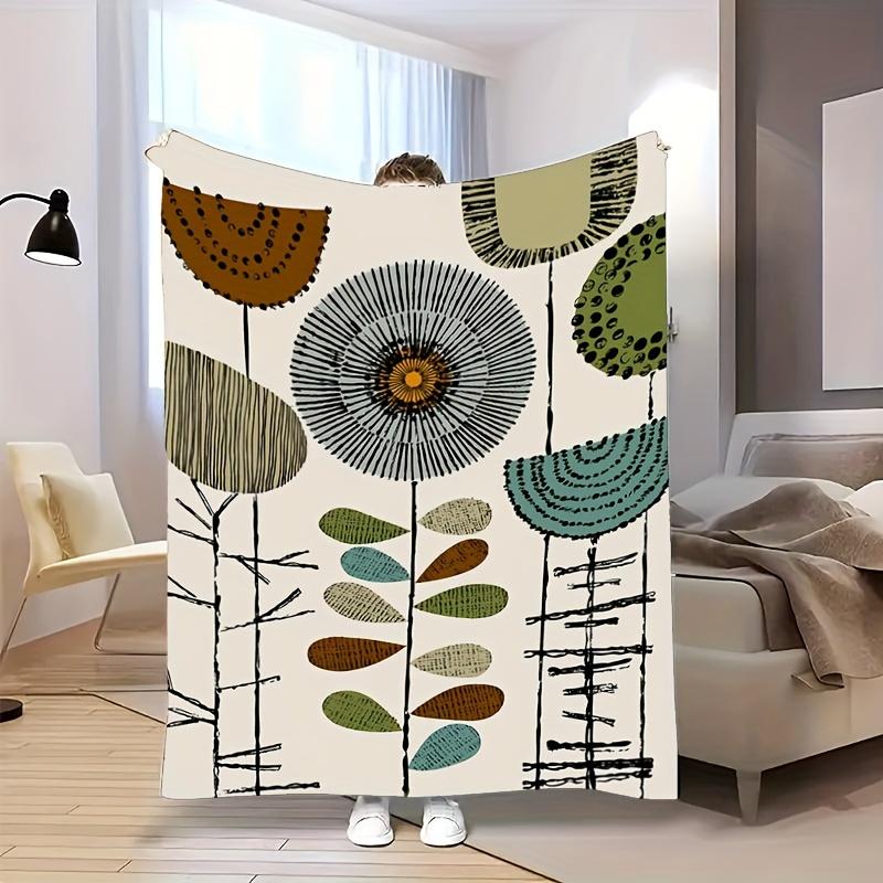 

Abstract floral pattern Flannel printed blanket suitable for all seasons suitable for living room office sofa and travel 75x90cm