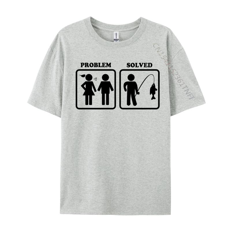Clothing Problem Solved Funny Fishing Tshirt New Design All Cotton Tops Tees Cosie Men Luxury Designer
