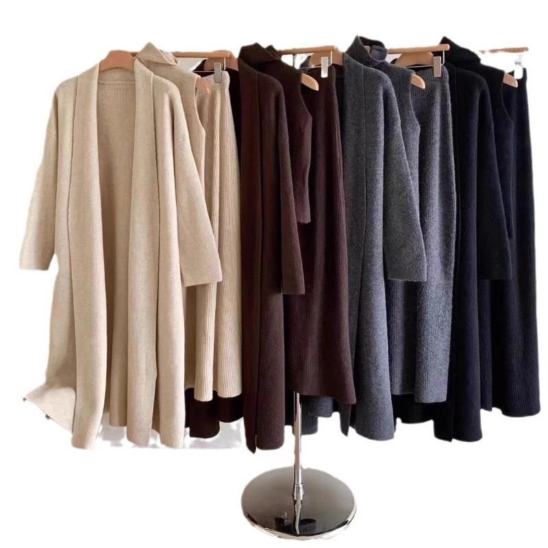 Lässiger Windpullover dreiteilig Herbst und Winter Wind neu Rock langer Strickpullover Set Damen