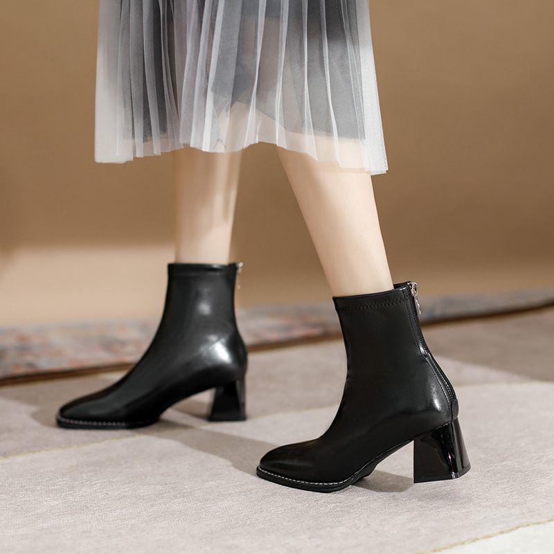 Damen Chunky Heel Chelsea Stiefeletten 2025 - Temperamentvolles Weiß, Mittelhoher Absatz, Herbst/Winter Stylisch Schlanke Passform