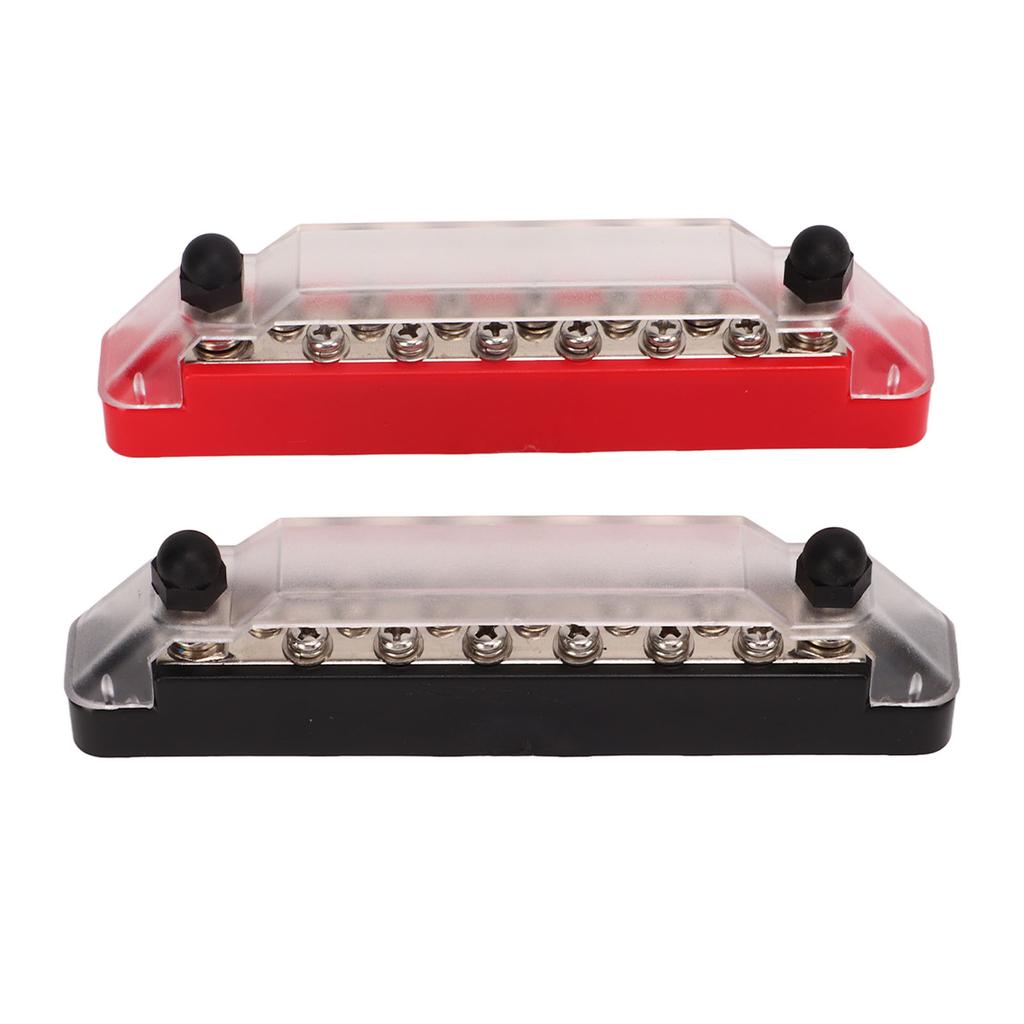 2 Pcs 14 Post Power Distribution Block Bus Bar Set 2xM6 Post 12xM4 Screw Battery Terminal Box with Cover Without