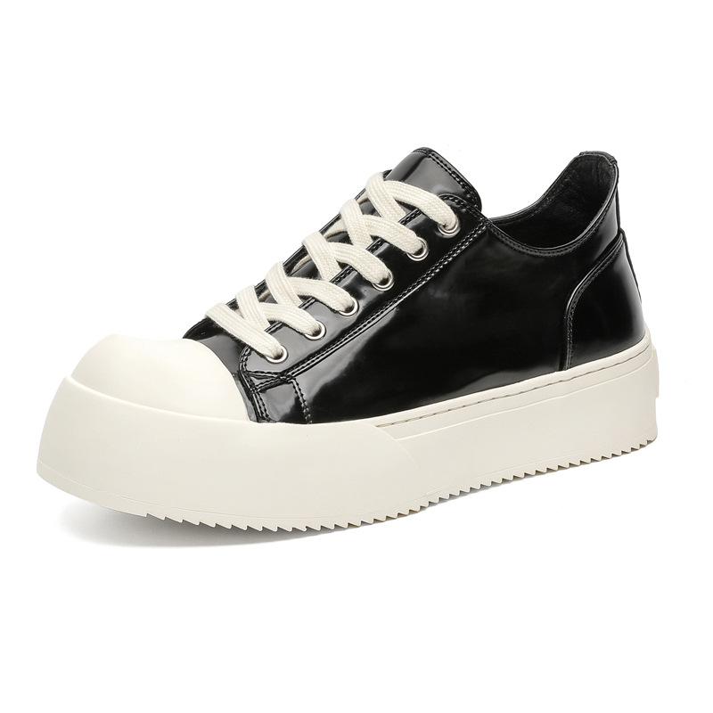 Men's Shoes 2024 New Trend Ultra-light Canvas Shoes Casual Shoes Platform Autumn and Winter Heightening Board Shoes 24326 Patent leather-P