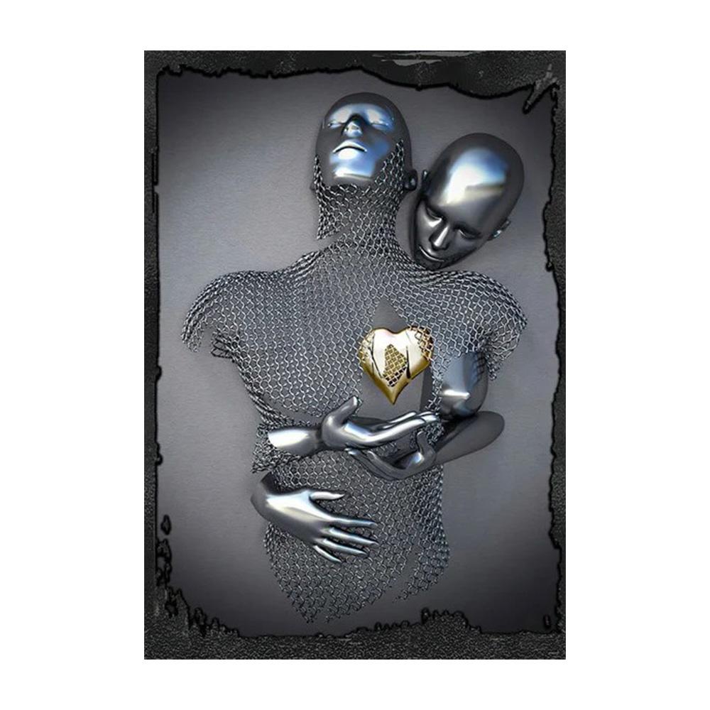 Metal Figure Statue Art Poster High Definition Printing Canvas Painting Prints Couple Sculpture Living Room Home Decor Picture