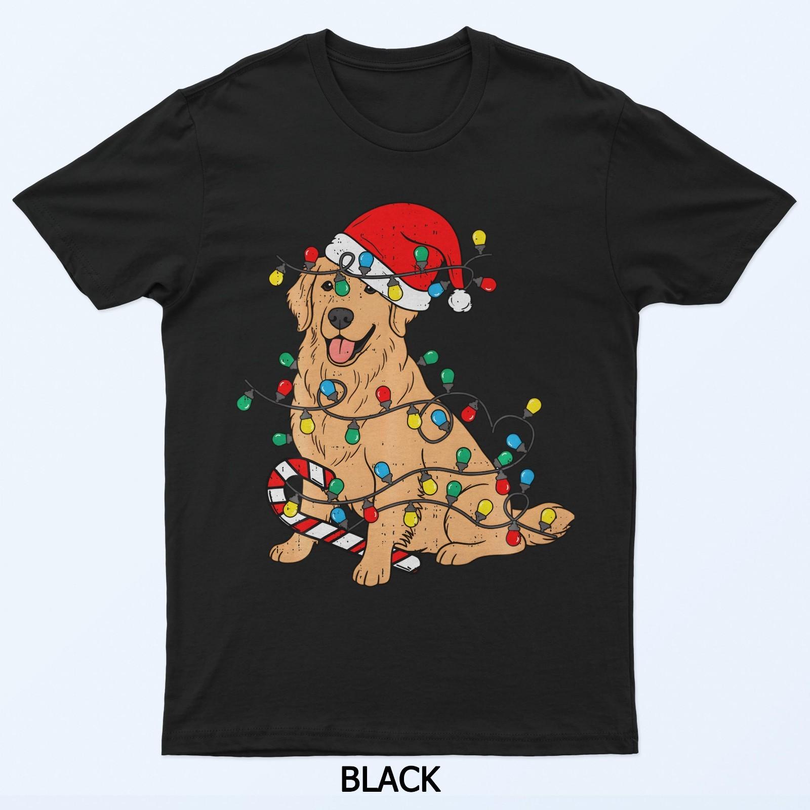 Golden Retriever Dog Christmas Lights Xmas Pet Dog Lover T-Shirt XXL