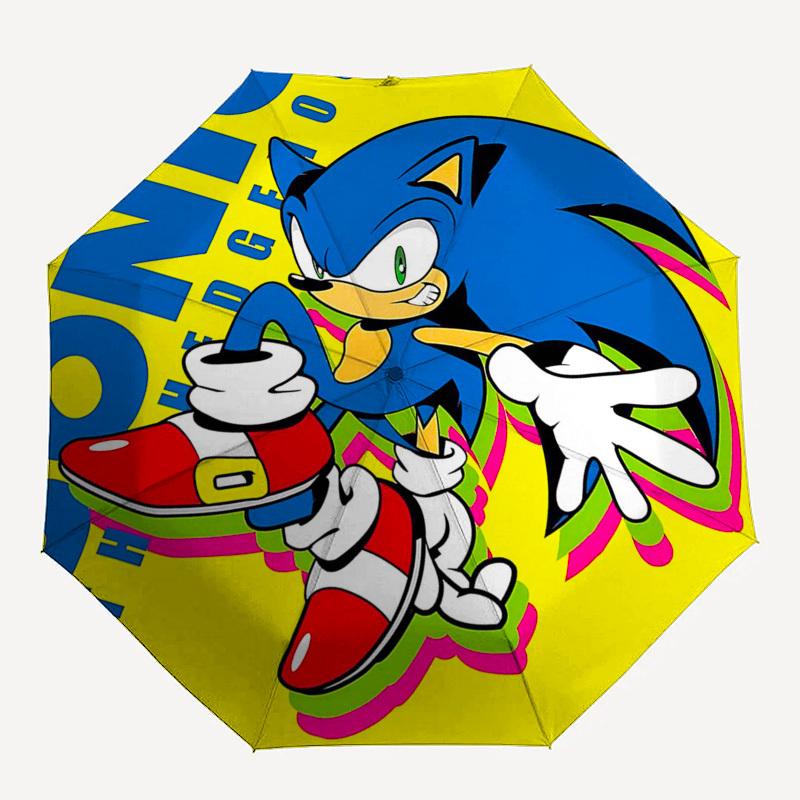1pc Sonic the Hedgehog Automatic Opening Folding Umbrella with 8-Bone Iron Frame - Portable Travel for Fans, Everyday Use, and Festive Gifts.Q089