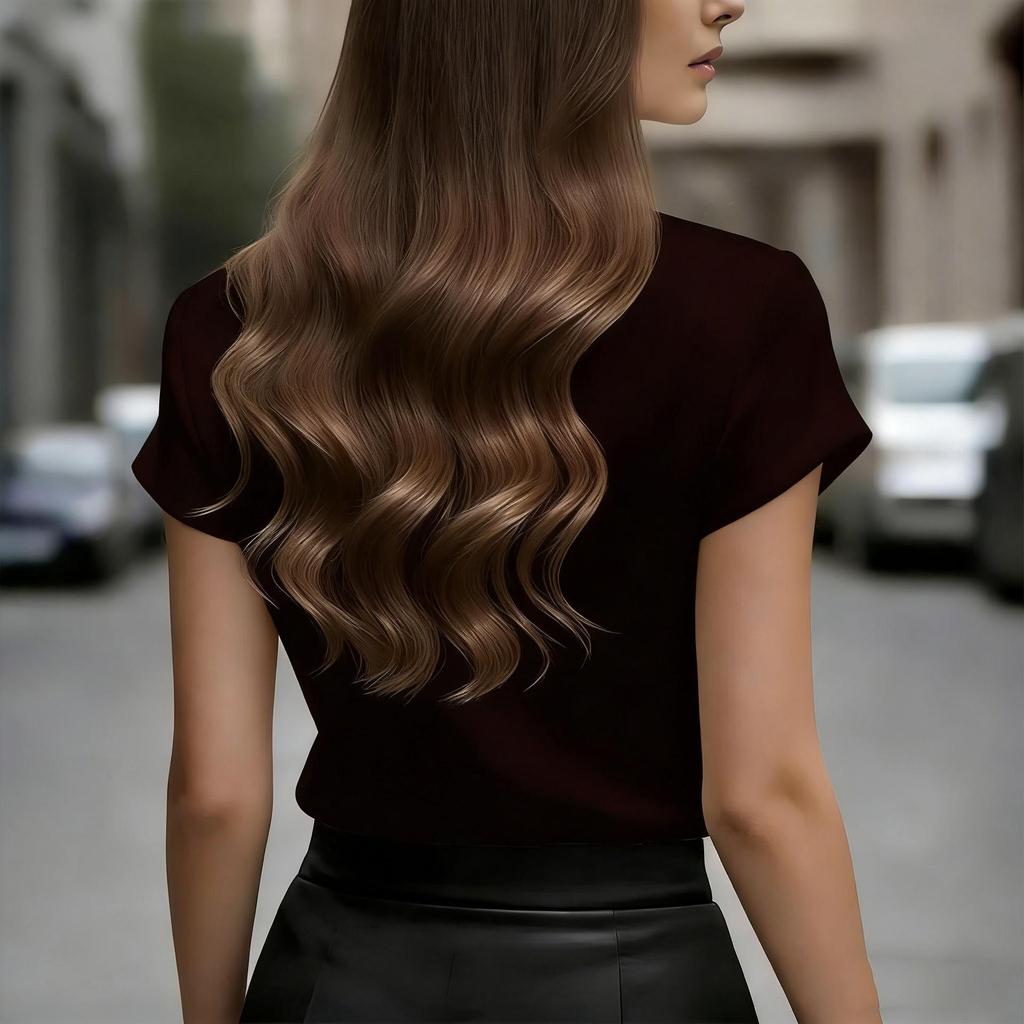 2025 Fashionable Women's Satin Drape French Style Short Sleeve Shirt