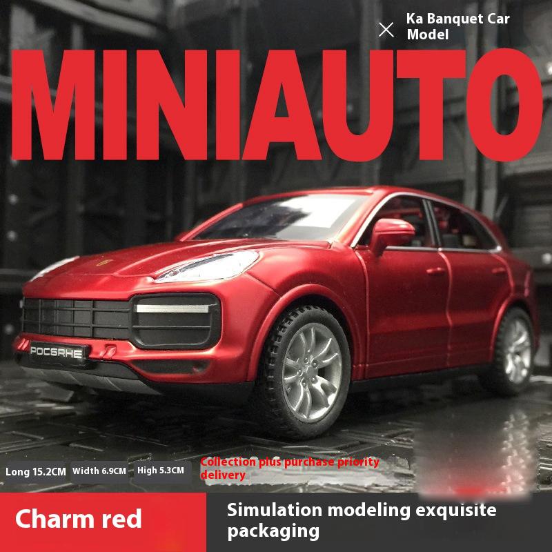 

Масштаб 1/32 Сплавная машина Porsche Cayenne Turbo Литая модель Звук Свет Миниатюрная модель автомобиля Декоративные модные украшения для подарка другу красный