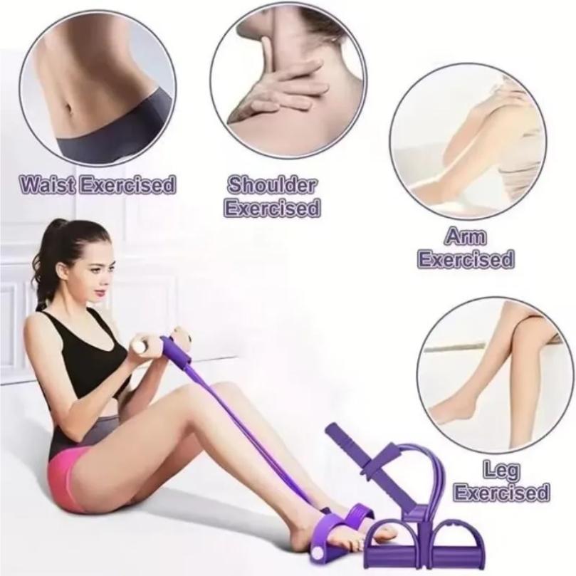 6 Tube Elastic Yoga Pedal Puller Resistance Band Multi Function Tension Rope Fitness Bands 6-Tube Elastic For Abdomen Waist Arm