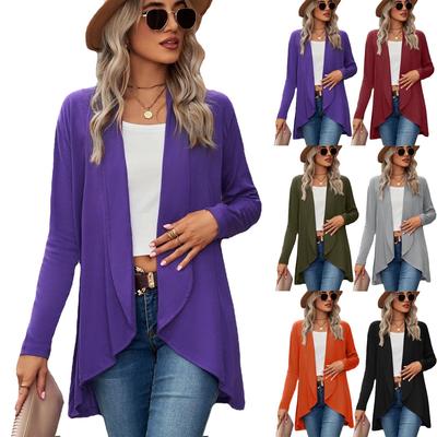 European & American Long-Sleeve Solid Color Loose Knit Cardigan for Autumn/Winter 2022 Women.