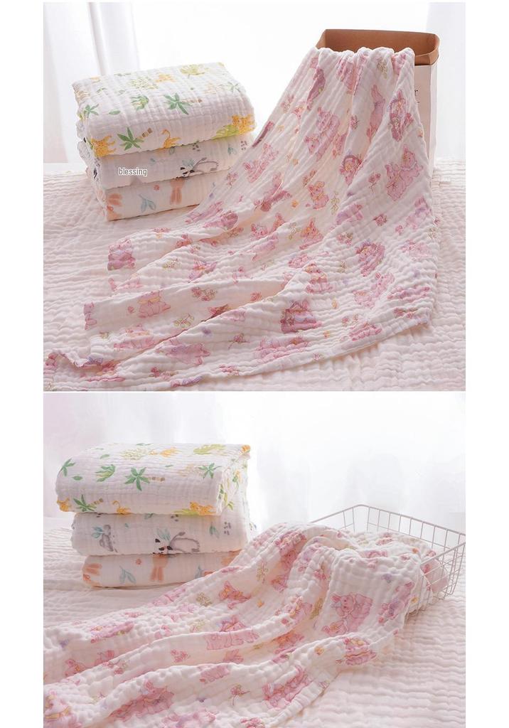 Ultra-Soft Baby Bath Towel - Pure Cotton Gauze, Absorbent, Six Layer for Newborns & Children