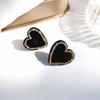 Vintage Hyperbole Black White Heart-shaped Stud Earrings For Woman Luxury Party Unusual Earrings Fashion Gift 2022