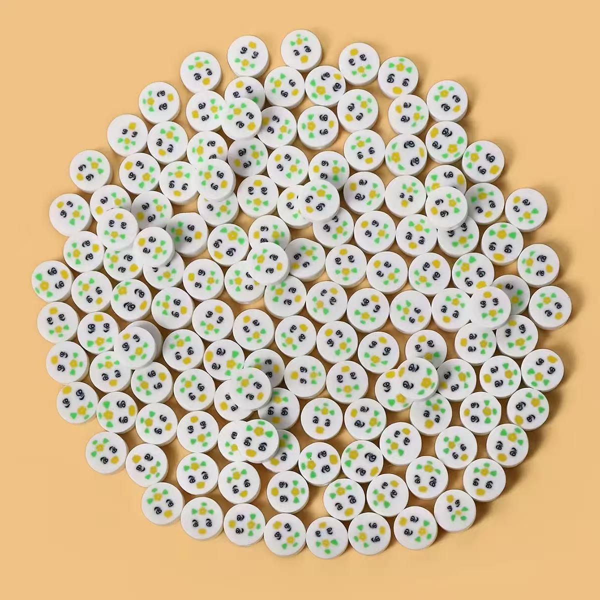 100-Pack Assorted Smiley Animal Polymer Clay Beads for DIY Jewelry RT070