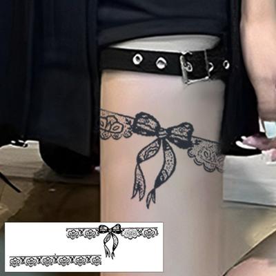 Gel Luna Semi-permanent Flower Butterfly Ribbon Black Point Body Tattoo Sticker T-134~137, T136, 1 Piece