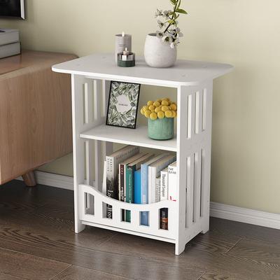 Bedside Table Bedroom Locker Plastic Double-Layers Bedside Cabinet Bookshelf Sundries Storage Rack Living Room Mini Coffee Table