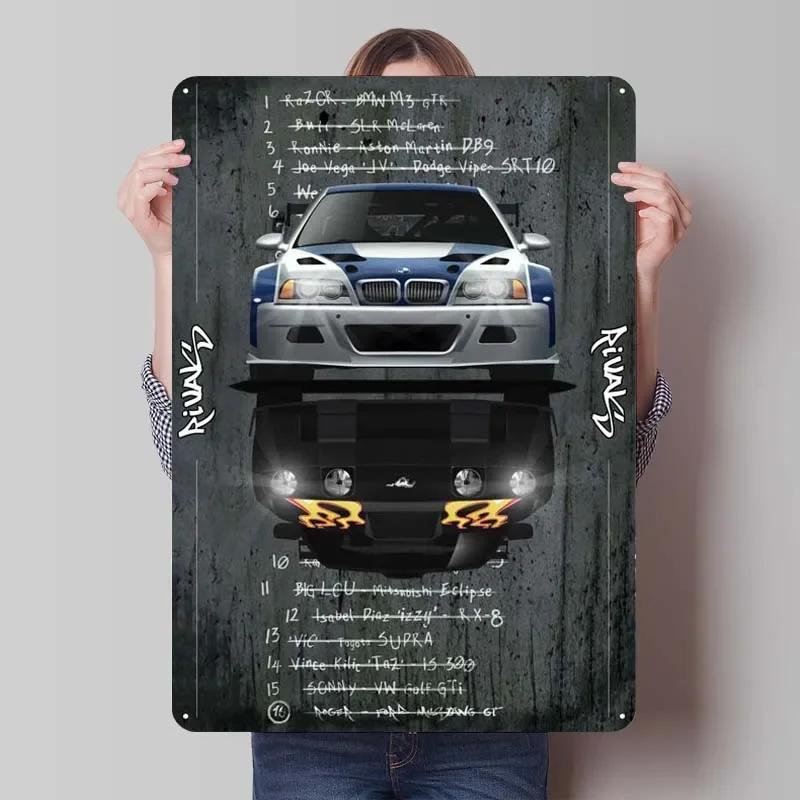 BMW Schild Oldtimer Poster Retro Metall Blechschild Plakette für Garagen Wandkunst Dekoration Kaffee Bar Vintage Heimdeko Artikel Zimmer