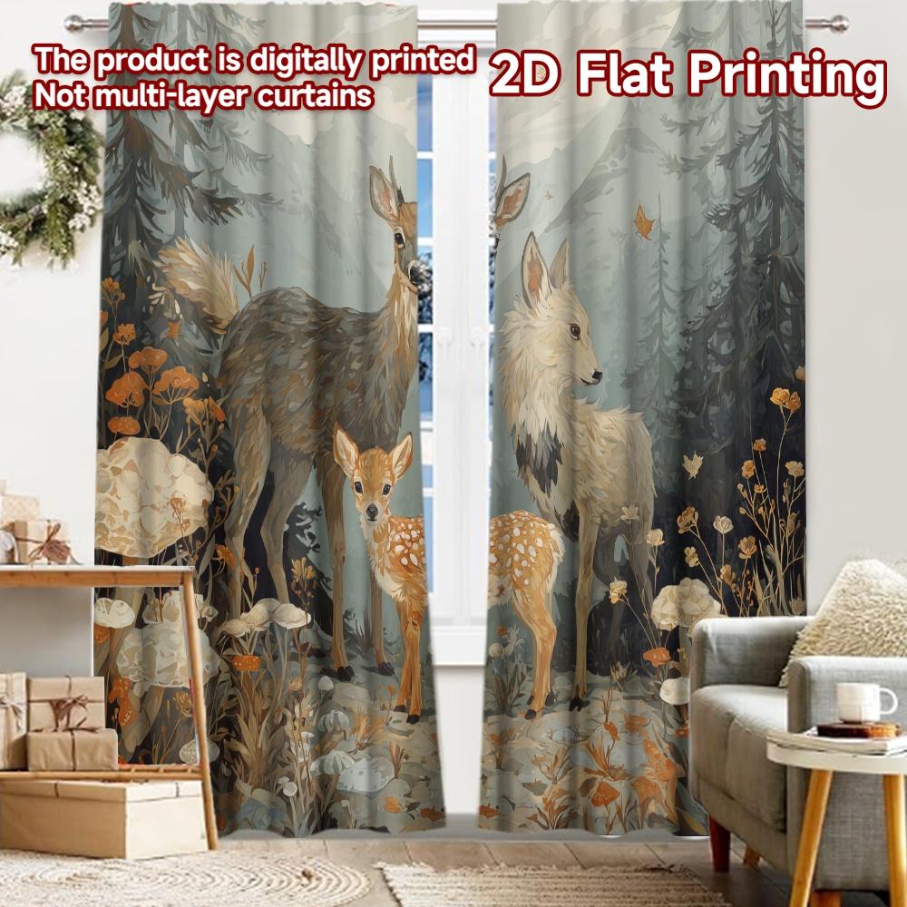 

2pcs, 2D FLAT PRINTING Curtains (Without Rod) Forest Companions Christmas Festival Chic Print Curtains Versatile Durable 52.50 × 116.00 cm 2 pcs