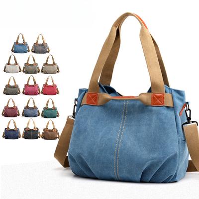 Borsa a tracolla retrò alla moda da donna, grande capacità, borsa alla moda da donna, borsa in tela semplice e versatile, borsa da donna