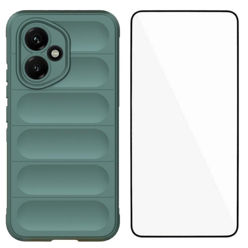 Für Honor 400 5G (Global) TPU Hülle WANLONFENG HD Serie Rutschfeste Handyhülle mit gehärtetem Glas