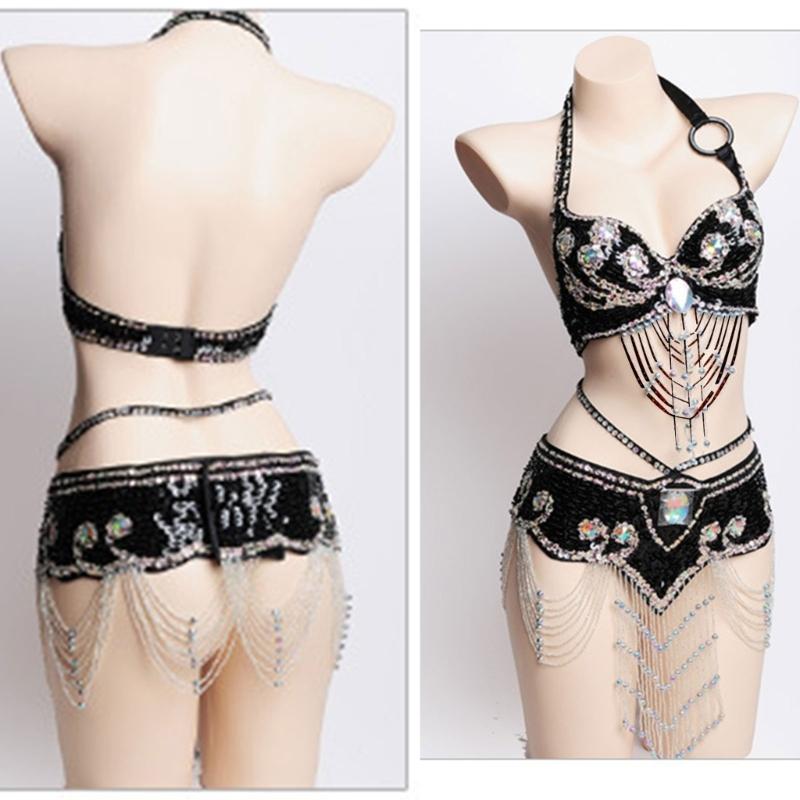2Pieces Tribal Belly Dance Bra and Belt Belly Dancing Outfit Belly Dancer Costumes for Women