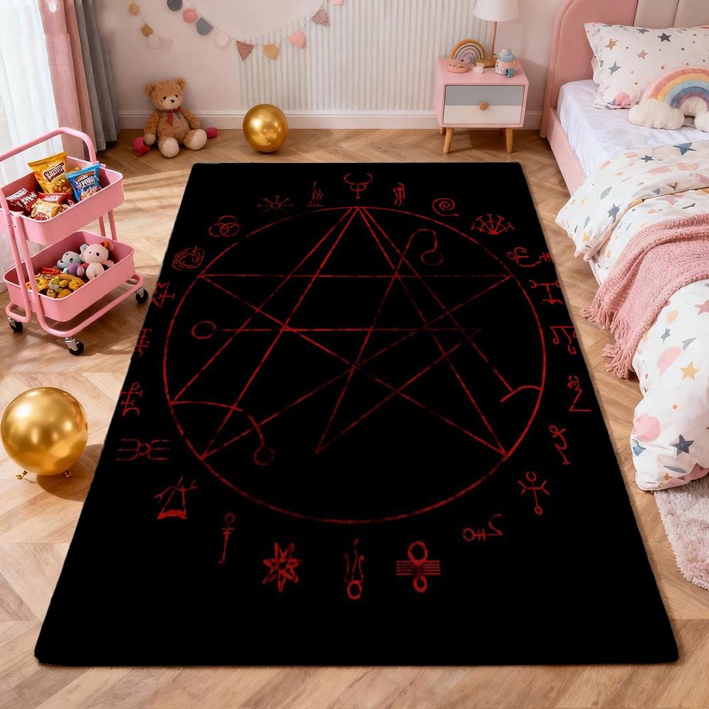 Dark Occult Pentagram Ritual Theme Indoor Rug Allseason Carpet For Bedroom Study Home Decor Halloween Gift