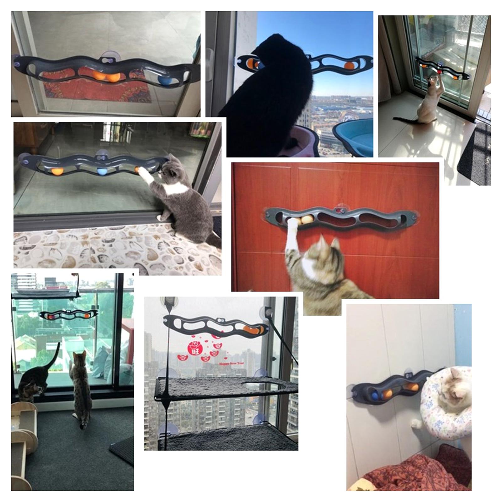 

Игрушка для кошек на окно, мяч для пинг-понга, игрушка для преследования котят, интерактивная игрушка для кошек на присоске в помещении, поворотный стол для скучающих кошек