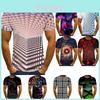 Herren T-Shirts mit 3D-Vortex-Psychedelic-Print, weich, atmungsaktiv, Kurzarm