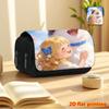 1pc Dreamy Healing Cat 2D Flat Printing Double-Layer Flip-Top Black Pencil Case - Back-to-School Essential Pencil Box, Daily Multi-Functional Makeup B