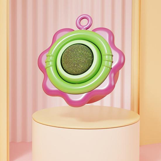 Catnip Ball Cat Toy Rotatable Cat Lick Ball Safe Cat Chew Toy with Adhesive for Kitten Teething Wall Mounted Catnip Toy