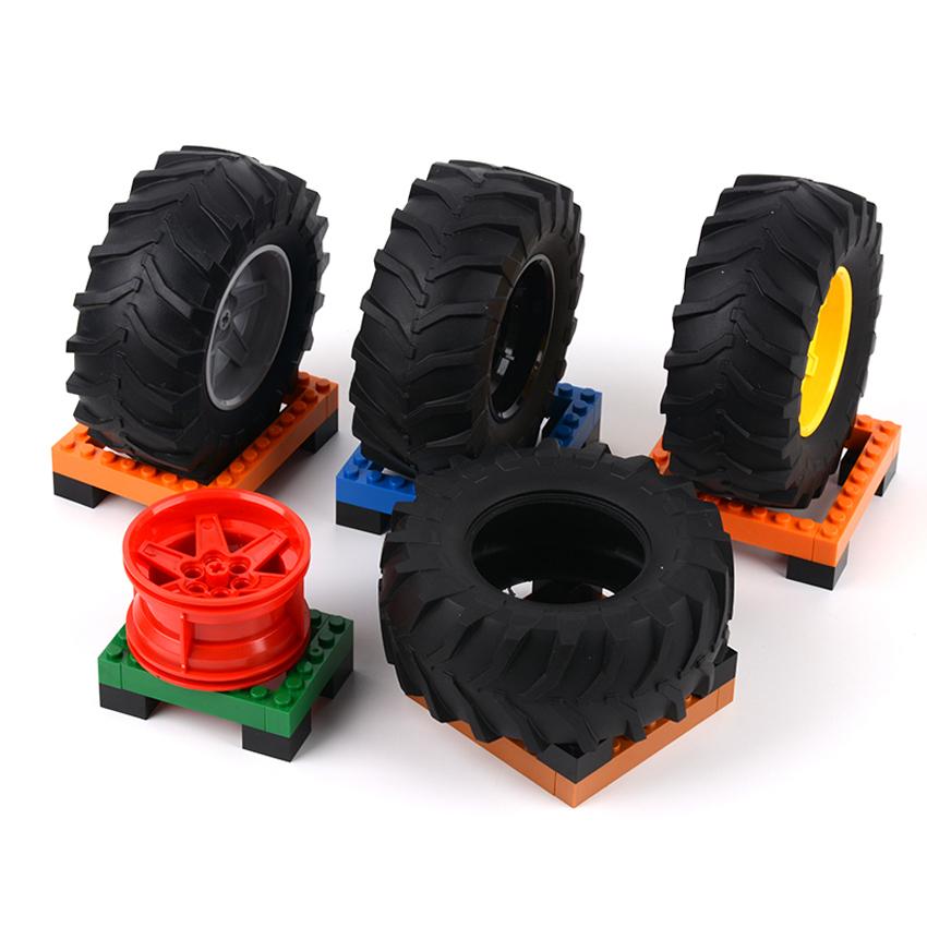 Rainbow Pig MOC Parts Wheel 15038 + 23798 Tire 107 X 44R High-Tech Compatible Bricks DIY Building Blocks Particle Kid Toy Gift