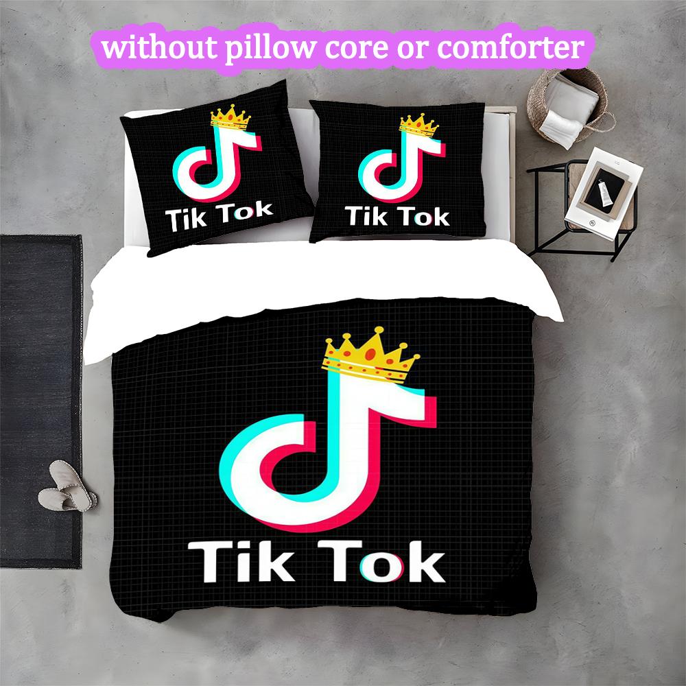 3pcs Duvet Cover Set, Tik Tok Digital Print Bedding Set, Soft Comfortable Bedclothes For Bedroom, Guest Room