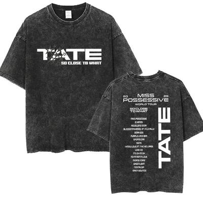 Vintage Washed Tate McRae So Close To What World Tour 2026 Fans Gift T Shirts Men Women Hip Hop Loose Clothing Oversized T-shirt