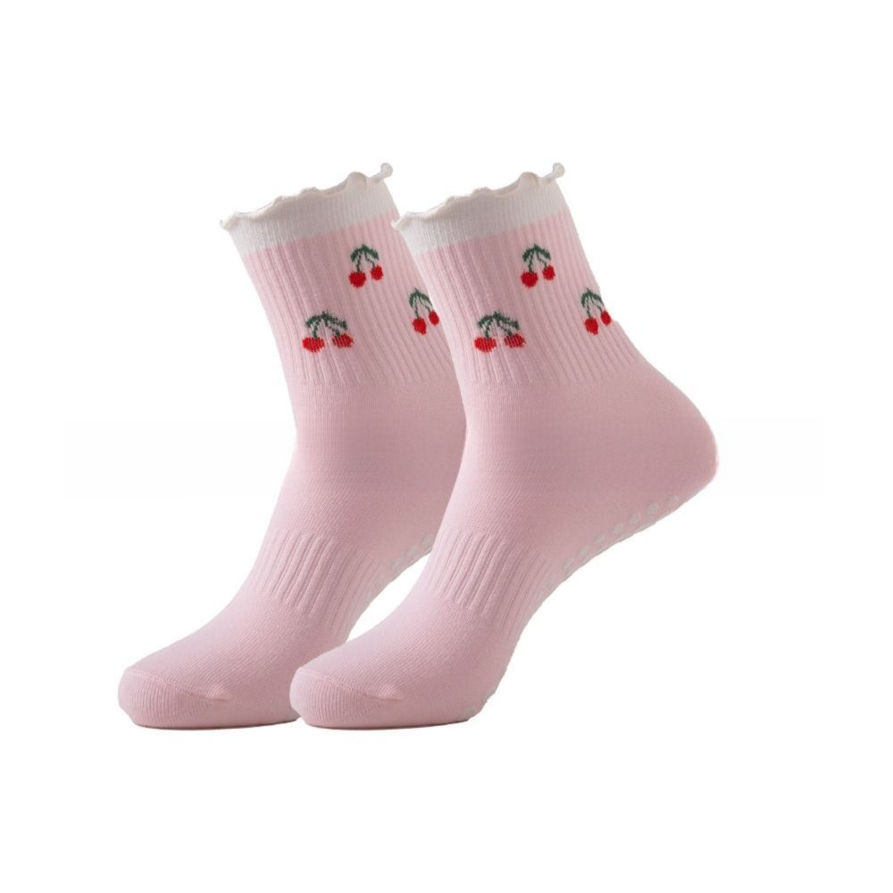 Cotton Pilates Socks Harajuku Street Mid Tube Socks New Cherry Embroidery Socks