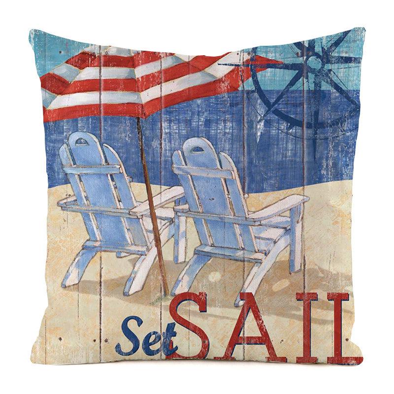 Beach Lounge Chair Collection Digital Printing Short Plush Pillow Covers For Car Sofa Office Cushion Cover Home Goods