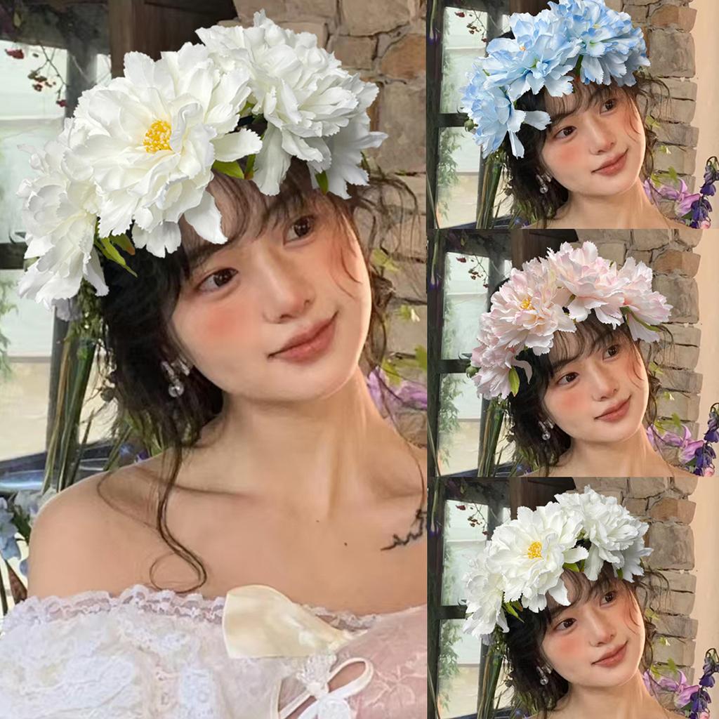 Peony Headband Artificial Flower Headwear Wedding Party Photo Props Party Headwear Cosplay Accessories