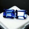16 Carat CERTIFIED Loose Gemstone Natural Blue Tanzanite Emerald Cut Pair multiQ 00J
