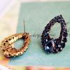 Women Vintage Style Fashion Blue Rhinestone Dangle Ear Stud Earrings Jewelry Natural Water Droplets