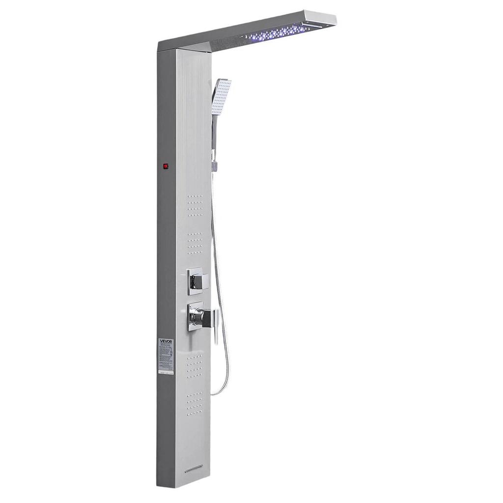 Shower Panel Tower System Stainless Steel Column Rainfall Head 5 Modes