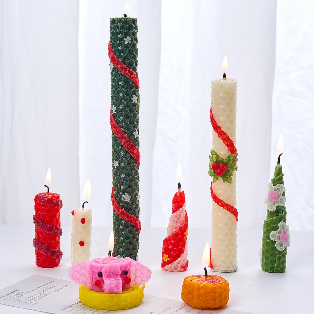 Kit 6 Fogli di Cera d'Api Colorati Rotoli per Candele Fai da Te Candele Artigianali Senza Fumo Fetta di Cera a Nido d'Ape Materiale per Attività Genitore-Figlio