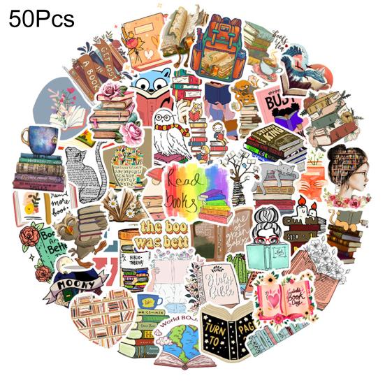 50Pcs Stationery Sticker Waterproof Vibrant Designs Love Reading Book Pattern Stickers for Kids Teens Adults