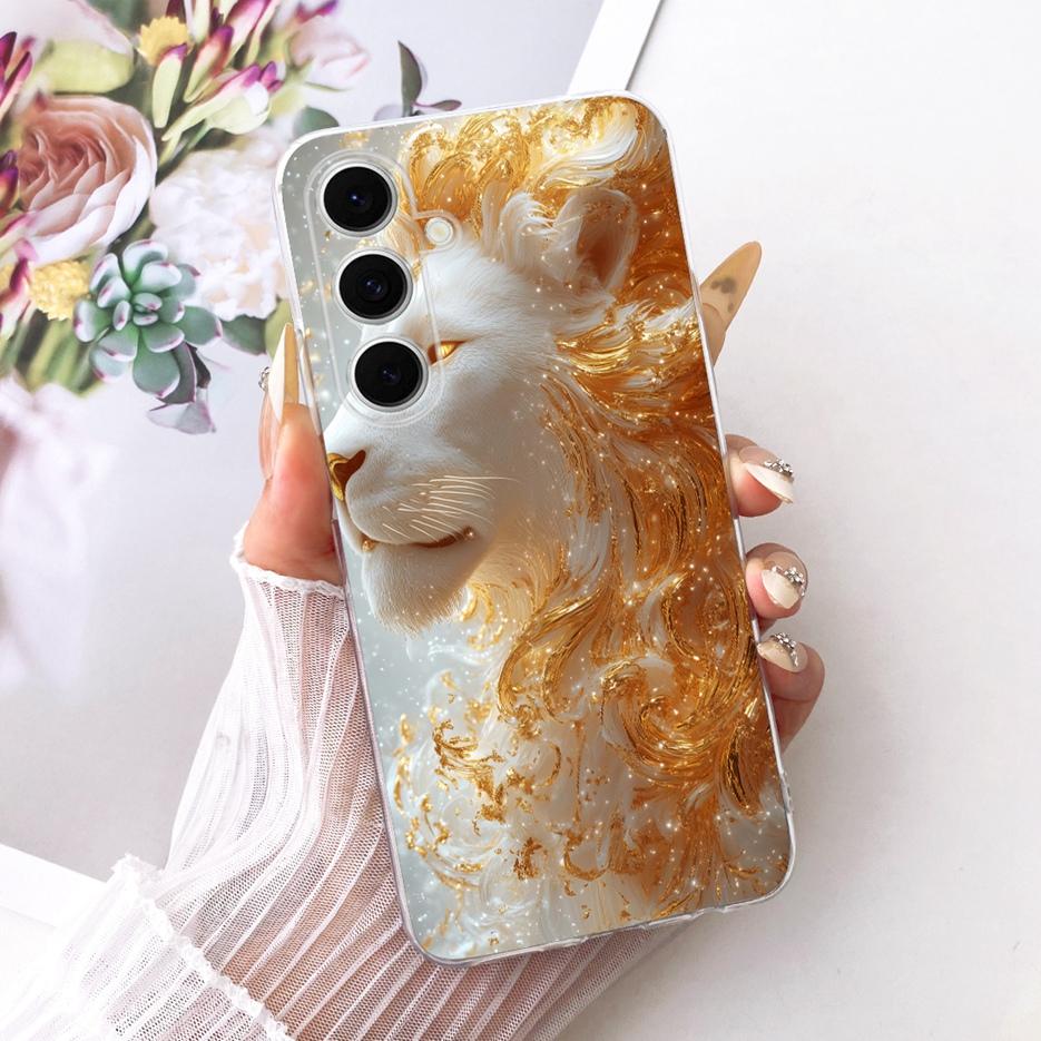 For Samsung Galaxy S24 FE Case S24 Plus Cute Lion Fashion Painted Cover Soft Silicone Case For Samsung S24 Ultra S 24 S24+ Shell
