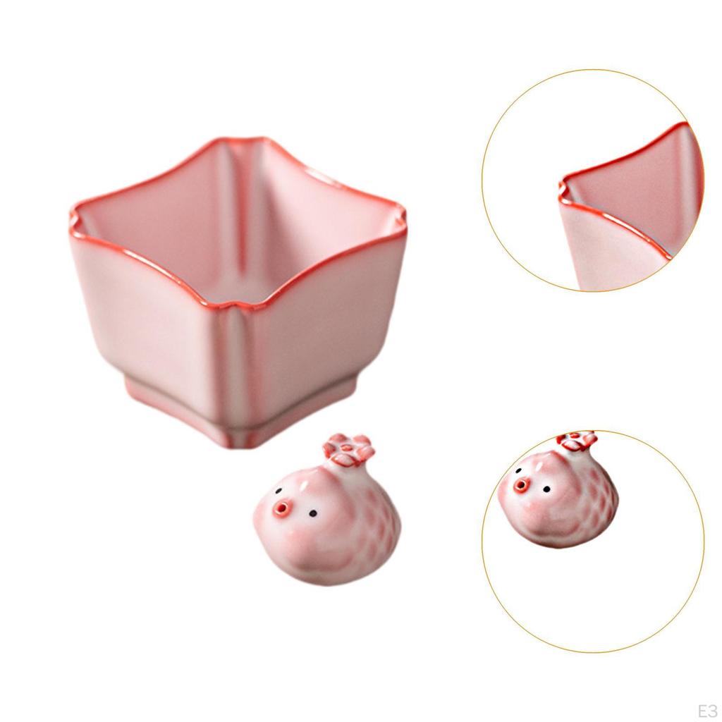 Ceramic Teacup Statue with Tea Collectible Mini Animal Sculpture Kung Fu Cup for Dining Room