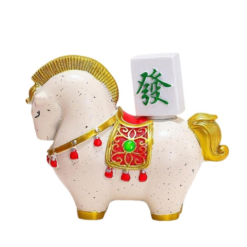 Year Of Horse Resins Sculpture New Year Decorative Figurine Symbolizing Fortunes Prosperity For Gifting Or Shelf Table