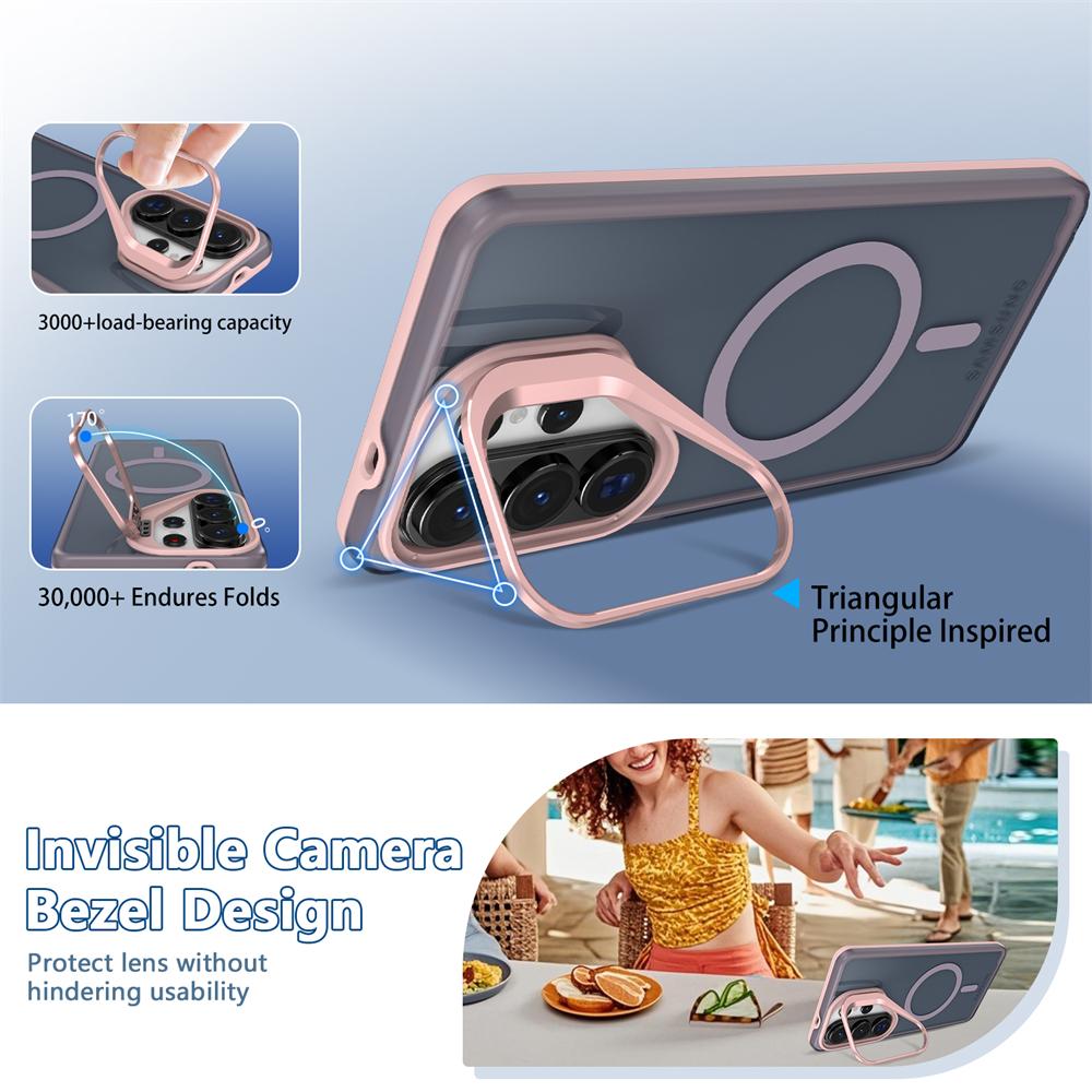 Luxury Matte Clear With Holder Magnetic For Magsafe Case For Samsung Galaxy S26 Ultra S25 FE S24 S23 Ultra Plus Shockproof Cover