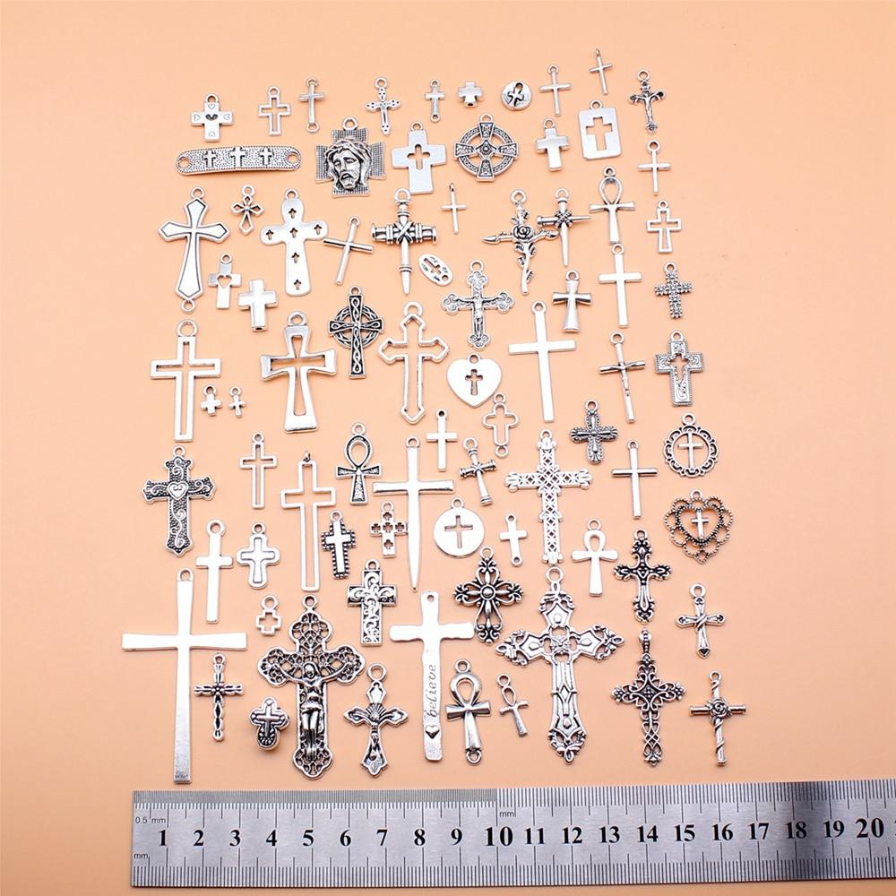 

Charms Jewellery Making Supplies Cross Materials Vintage 80pcs/set