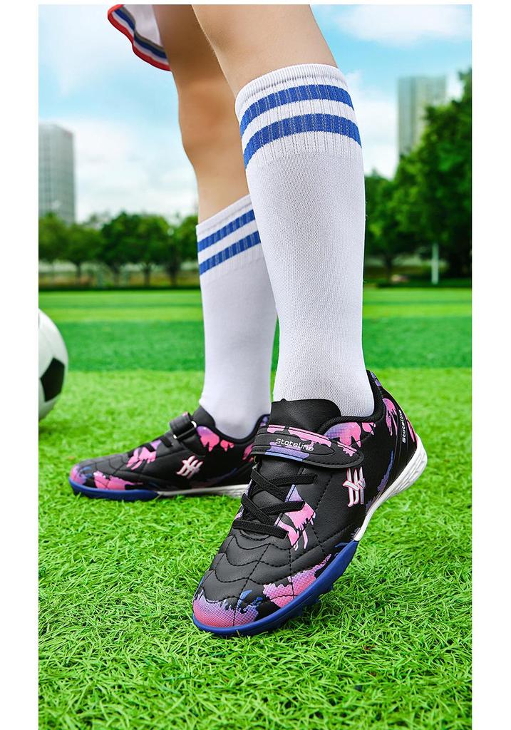 Children's Velcro Studded Football Shoes for Teens - Boys & Girls Grass Training Sports Sneakers
