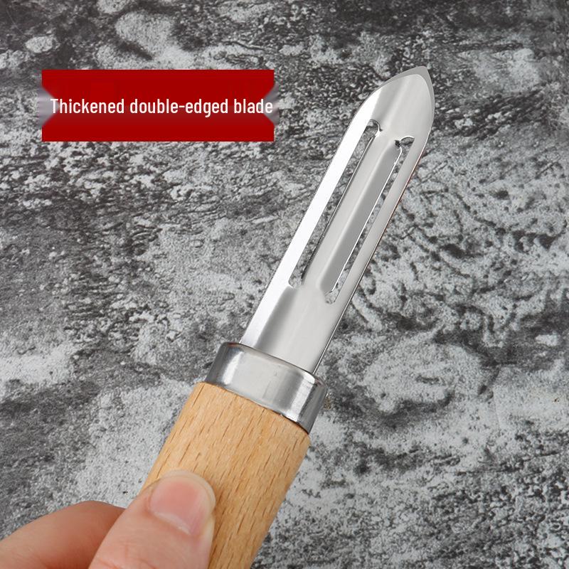 Wooden Handle Stainless Steel Fruit & Vegetable Peeler - Straight Type Peeling Knife for Kitchen Use.
